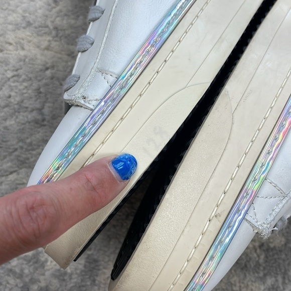 New P448 F22 Taylor Platform High Top Sneaker Side Zip Iridescent Strip Sz 42 - Picture 10 of 16